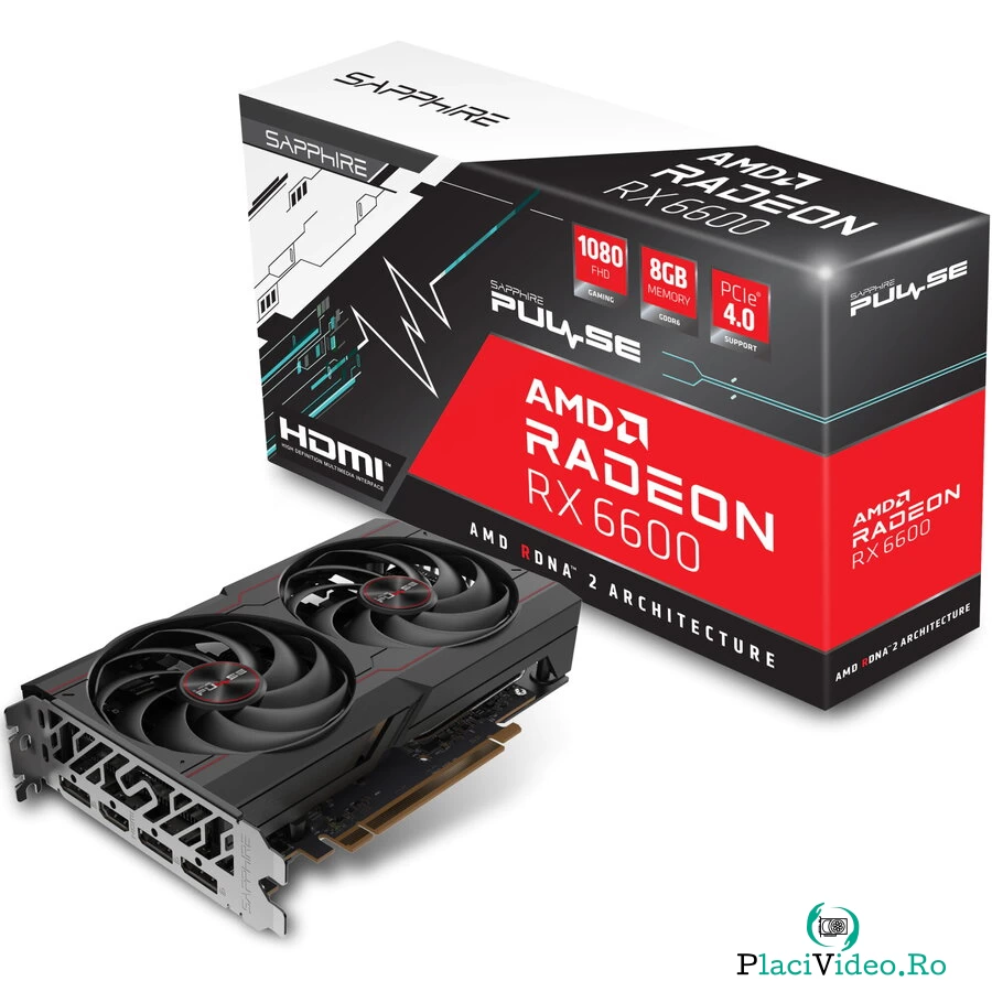 SAPPHIRE Placa video Sapphire Radeon™ RX 6600 PULSE, 8GB GDDR6, 128-bit