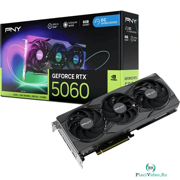 Placa Video GeForce RTX 5060 ARGB EPIC-X OC Triple Fan 8GB GDDR7 128-bit DLSS 4.0