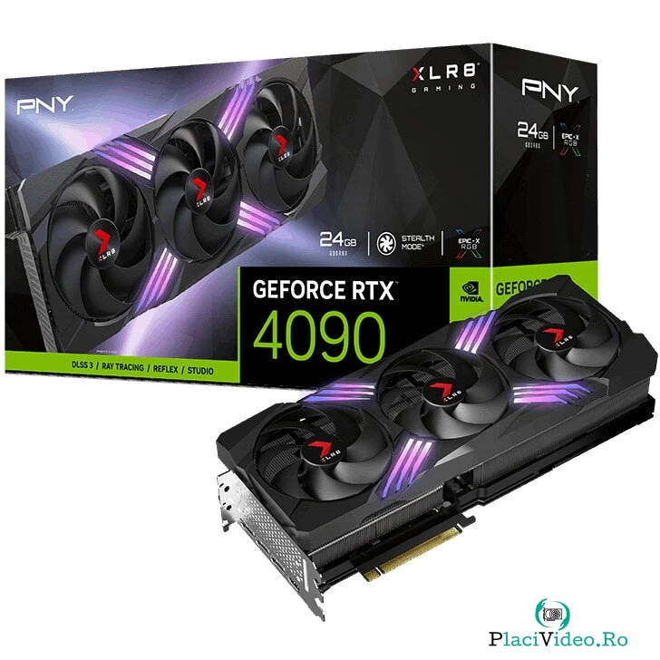 PNY Placa video PNY GeForce RTX 4090 XLR8 Gaming VERTO™ EPIC-X, 24GB GDDR6X, 384-bit