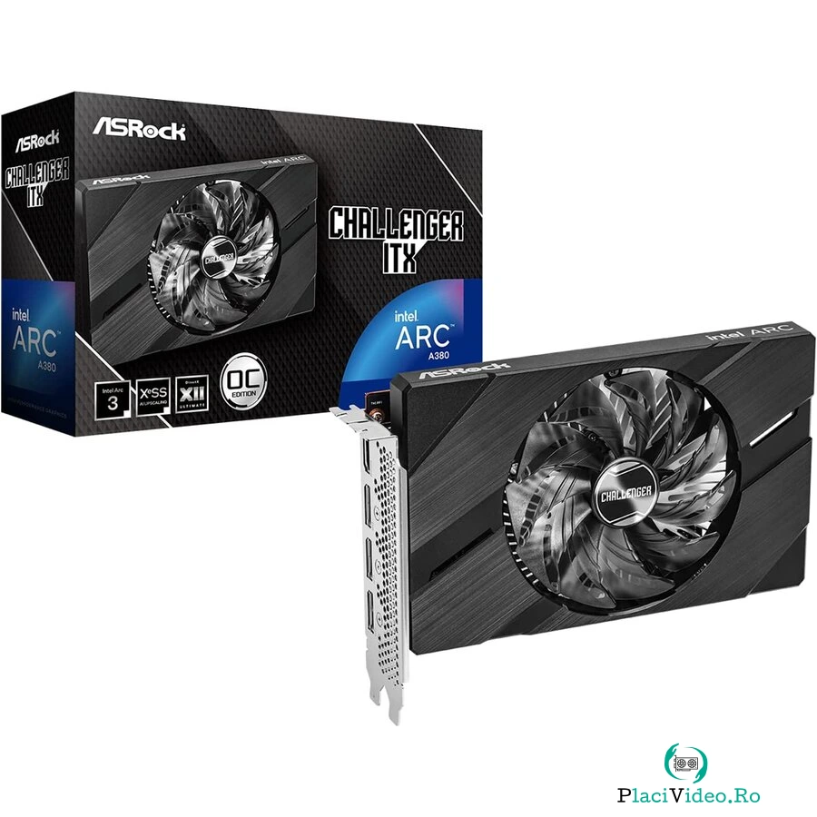 Placa video Intel Arc A380 Challenger ITX OC, graphics card - 6GB - 1x HDMI, 3x Displayport Version 2.0